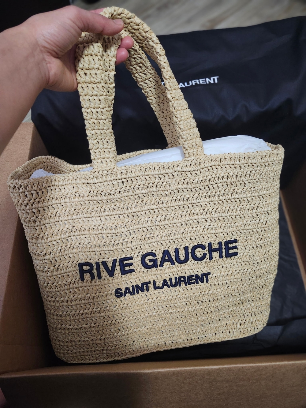 Bnwt Saint Laurent  Rive Gauche Rafia Tote